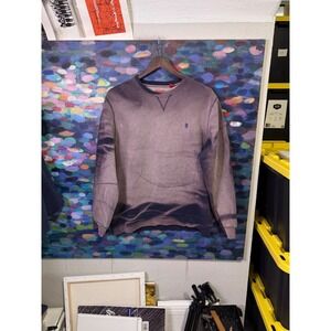 IZOD Mens Crewneck Sweatshirt Purple Navy Blue Sun Faded Wash Medium